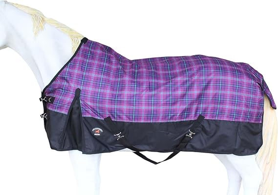 Challenger 1200D Turnout Waterproof Rain Light-Weight Sheet Plaid Horse Blanket 3EE08G