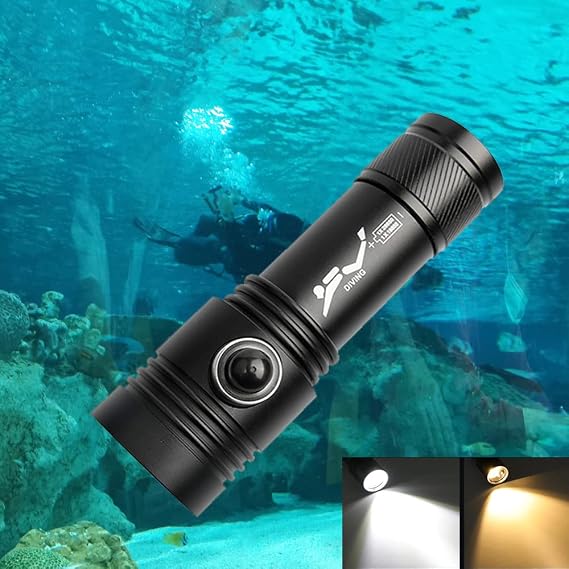 Diving Torch 3000 Lumens, WESLITE Scuba Diving Flashlight Underwater IPX8 Waterproof Dive Light Torch with White & Yellow Light
