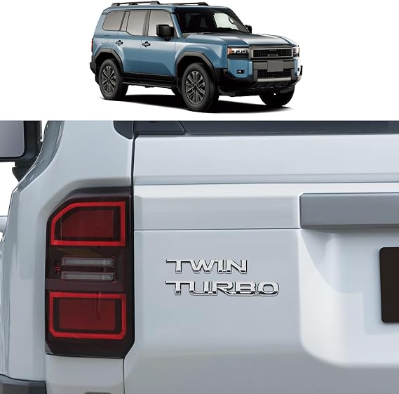Twin-Turbo Supercharged Logo for 2024 2025 2026 Toyota Land Cruiser 250 1958 Prado Lc250 Car Rear Decoration Logo 3D Performance Badge External Modification 2026 Land Cruiser Accessories (Silver)