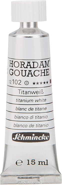 Schmincke - HORADAM Gouache, titanium white 102, 15 ml finest gouache color, highest concentration of pigments, luminosity and depth of color
