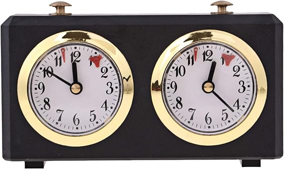Chess Clock Timer, Mechanical Chess Clock Analog Countdown | Count Down Competition Timer Clockwork Driven Official Clocks for Tournament Board Game, Black