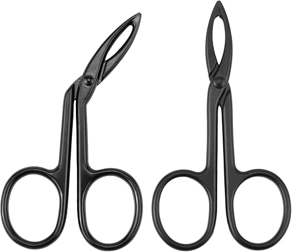 Eyebrow Tweezers Scissors 2Pcs Set: Flat Straight Tip Tweezers - Hair Plucker Slanted Tip Shaped - Stainless Steel Sliver Eyebrow Facial Remover