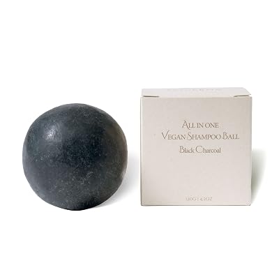 All-In-One Vegan Cruelty-Free Natural Ingredients Handmade Black Charcoal Shampoo Bar with Zero Waste Box Packaging