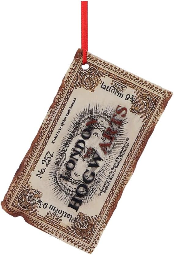Nemesis Now Officially Licensed Harry Potter Hogwarts Express Ticket Hanging Ornament 9.5cm, Cream