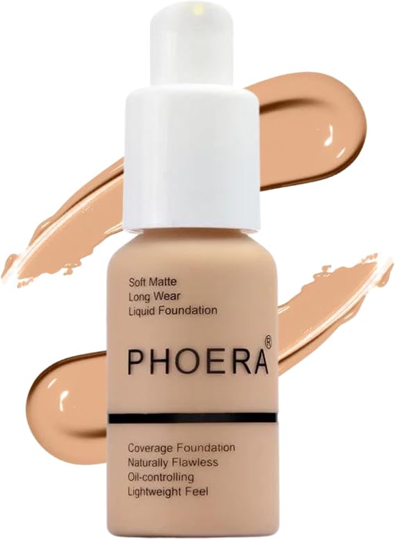Foundation, Full Coverage Foundation, Soft Matte, Oil Control Foundation Makeup Flawless Smooth Long Lasting 24HR Waterproof and Blendable 30ml (104 - Buff Beige)