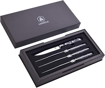 LAGUIOLE - Laguiole 40268473 set of 4 steak knives 22 cm with stainless steel blades and resin handle