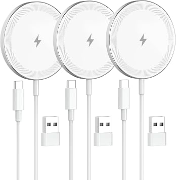 3-Pack 15W Magnetic Wireless Charger: Qi2 Fast Charging Pad for iPhone Air 17 16 15 14 13 12 Pro Max, Samsung Galaxy S26 S25, Google Pixel 10, AirPods-Slim Portable for Desk Bedside Travel-White
