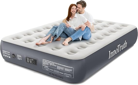 InnoTruth Queen Camping Air Mattress with Built-in Pump, Inflatable Blow up Mattress for Guests, Family Choice Award 13" Raised Colchones Inflables Air Bed, Ideal for Travel & Outdoor
