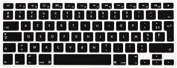 HRH French AZERTY EU Keyboard Cover for MacBook Air Pro 13 15 17 2015,Black | Compatible with A1369 A1466 A1278 A1286 A1425 A1502 A1398,Splash-proof,Dustproof,Waterproof,Ultra Thin,Keyboard Accessories