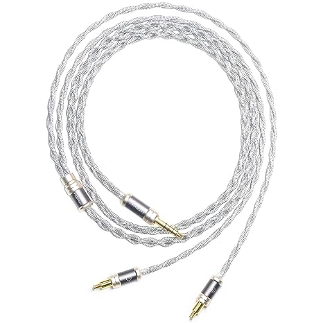 6N Single Crystal Silver Headphone Cable for Audio-Technica ATH-AWAS AWKT MSR7B ESW990H ESW950 AP2000Ti AWKG L5000 SR9 ADX3000 ADX5000 WP900 A2DC 4.4mm Balanced Audio Upgrade Cable (3.5mm Plug)