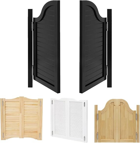 Swinging Cafe Door, Solid Wood Saloon Door, Interior Half Doors for House with Hinges, Two-Way Open Swing Doors, Auto Close Porch Door for Stairs Bar Western Entrance