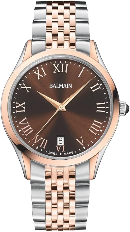Balmain, Gent, Classic R, Bicolor (Steel and Pink PVD), Swiss Made, Quartz, Brown, Stainless Steel 316L, B41083152U