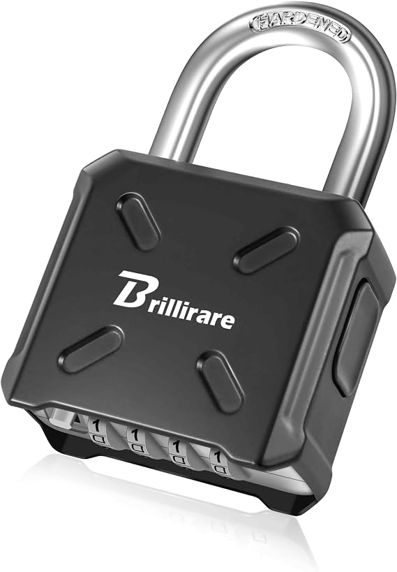 Heavy Duty Combination Lock, 4 Digit Padlock Metal Outdoor, Weatherproof Alloy Locks One-Touch Unlocking, High Security Large Padlocks for Sheds, Fence, Gate Hasps, Storage Unit-Black