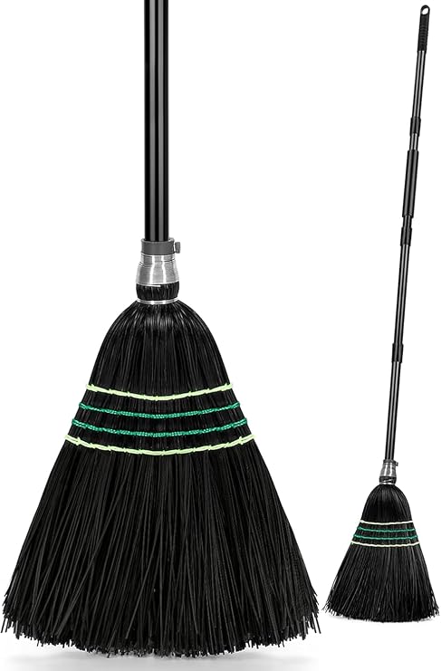 SOBONNE Heavy-Duty Outdoor Broom with Stiff Bristles