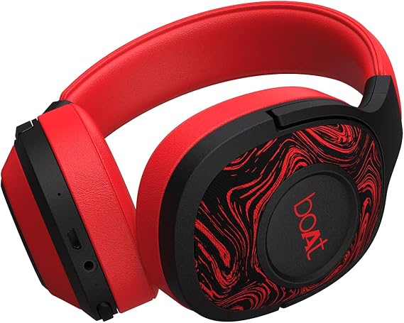 boAt Rockerz 550 Bluetooth Wireless Over Ear Headphones with Mic Upto 20 Hours Playback, 50 mm Drivers, Soft Padded Ear Cushions and Physical Noise Isolation (Red)