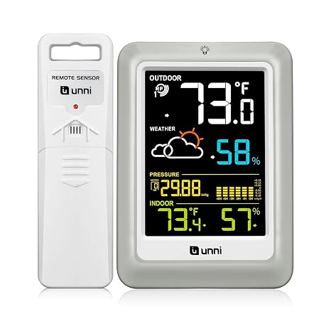 Indoor Outdoor Thermometer Wireless Weather Station 330ft Sensor, Multi