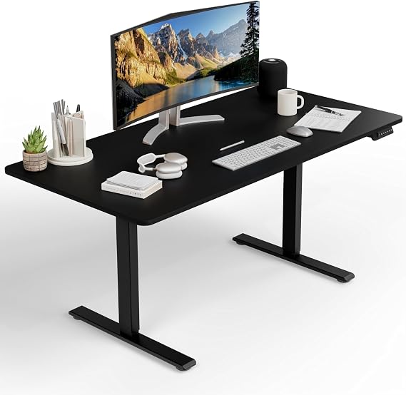 Uprise Height Adjustable Table | Dual Motor | Strong-Balanced-Stable (Black) (160x80 cm)