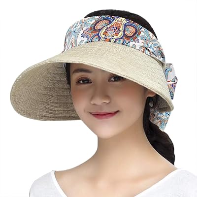 Women Beach Sun Hat with Retractable Visor Summer Empty Top Large Brim UV Protection Sun Visor Hat Tennis Golf Baseball Cap