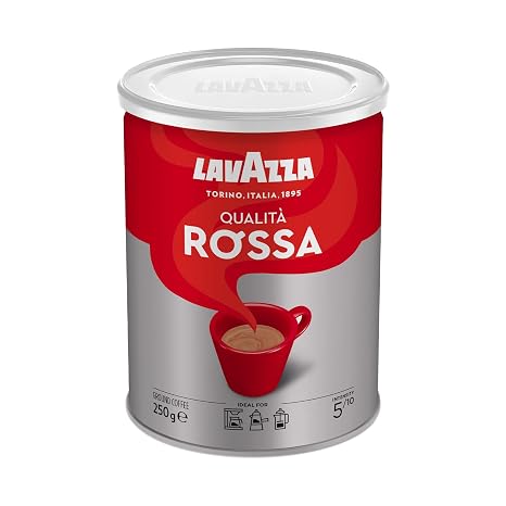 Lavazza Qualità Rossa Ground Coffee Arabica & Robusta with Aroma Notes of Chocolate and Dried Fruit Intensity 5/10 Medium Roast 250 g
