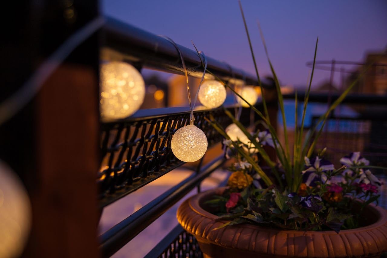 Britta Products Luminous Glow Solar String Lights - Set of Twelve 12 Lights - Soft Warm Spheres - Auto OnOff