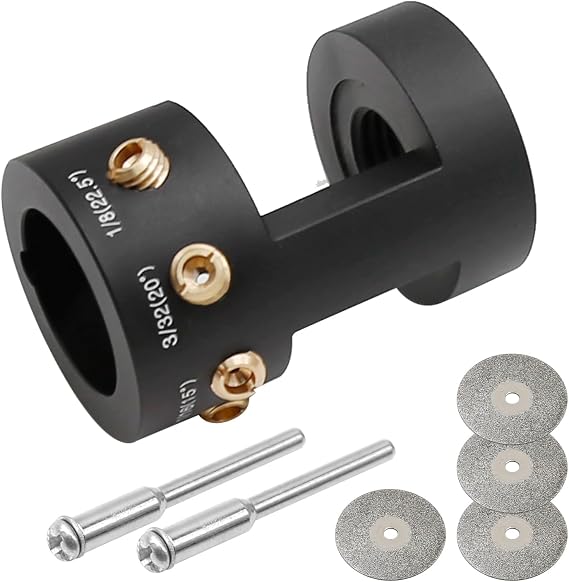 Tungsten Electrode Sharpener Grinder Head ALUMINUM TIG Welding Tool Tungsten Sharpener with Angles Offsets&14 Holes, 5 Double Diamond Wheels 25mm, 2 Connecting Rods&Little Bone