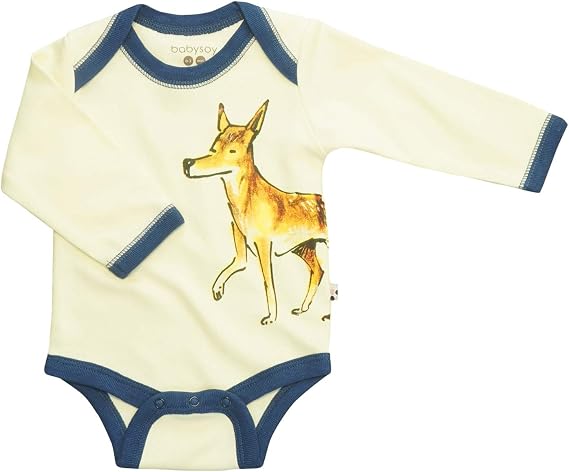 Babysoy Jane Goodall Long Sleeve Animal Pattern Bodysuit/Onesie