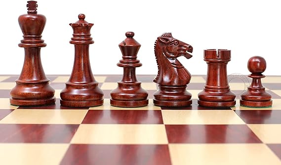 House of Chess - Grand Master Staunton Tournament Chess Set Pieces - King Size: 3-3/4" (Broad Base) + 2 Extra Queens - Blood Rosewood/Boxwood