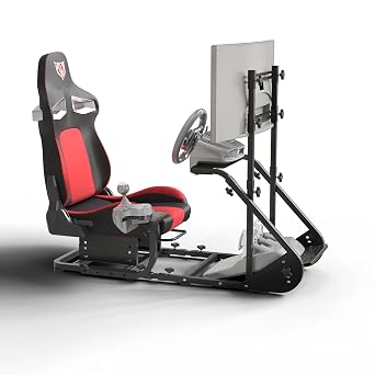 Runboll Racing Simulator Cockpit with Monitor Mount Fits for Logitech G923/G29/G920, Fanatec, Thrustmaster, and PXN, Adjustable Driving Simulators Without Handbrake, Pedals, Shift and Monitor