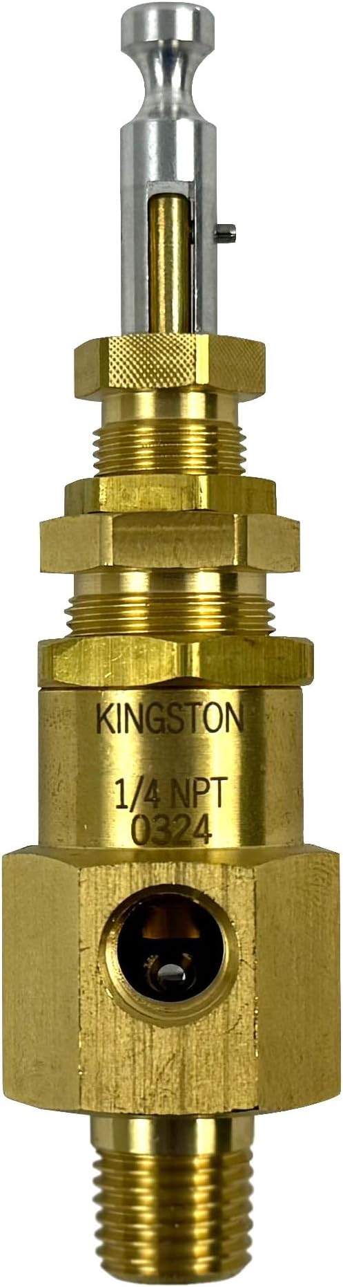 American Made Piloted Unloader Valve with Manual Hand Unloader for Air Compressors, 1/4" MNPT Pilot Inlet, 1/8" FNPT Unloader Inlet (Preset at 125-150)