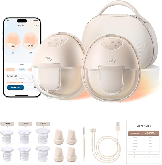 eufy Heated Wearable Breast Pump S1 Pro, Charging Case, Hands-Free