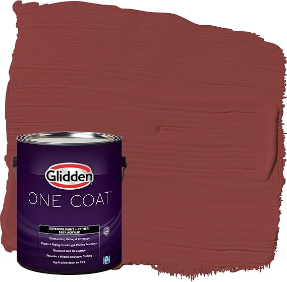 Glidden One Coat 1 gal. Brick Dust/Red Flat Exterior Paint with Primer