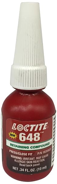 Loctite 648 442-21443 10ml Retaining Compound, High Strength and Rapid Cure, Green Color