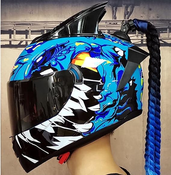 Full Face Motorcycle Helmets with Cat Ears DOT Certified Motorbike Crash Modular Helmet Adult Flip Up Visors Motocross Helmet Lightweight Design Black Pink 2,M=54-55CM