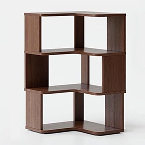 Corner Shelf, L Shaped Corner Bookshelf with Baffles, Modern Storage Display Bookshelves, Multi-Layer Storage Shelf, for Living Room Home Office(Brown,L60xW60xH96cm)