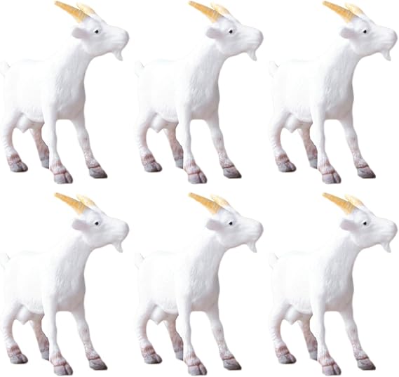 Kisangel 6Pcs Mini Goat Figurines Miniature Goat Farm Animals Figurine Set for Fairy Garden Terrarium Bottle Decor Succulent Planter Home Desktop and DIY Landscape