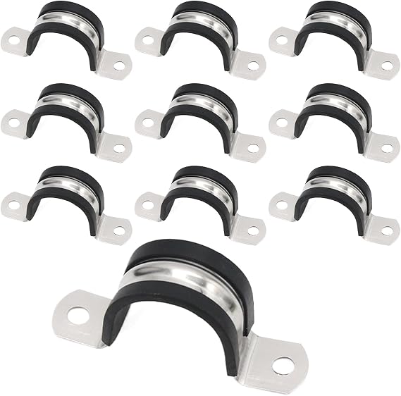 10 Pcs Saddle Clips, 18mm Hose Clamp, 304 Stainless Steel Rubber Pipe Strap