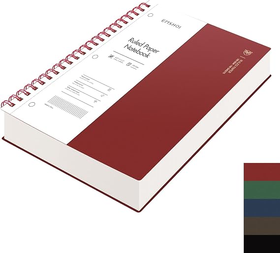 EMSHOI Lined Spiral Journal Notebook, 300 Pages, A4 Size (8.2'' x 11.2'')