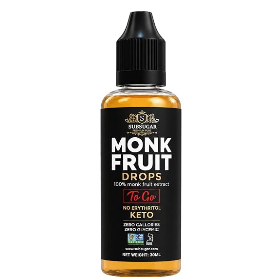 SubSugar Pure Monk Fruit Sweetener Without Erythritol Liquid Drops Zero Calorie Sugar Free Sweetener Pump Dispenser Syrup for Coffee & Drinks without Additives Keto Friendly (30ml)