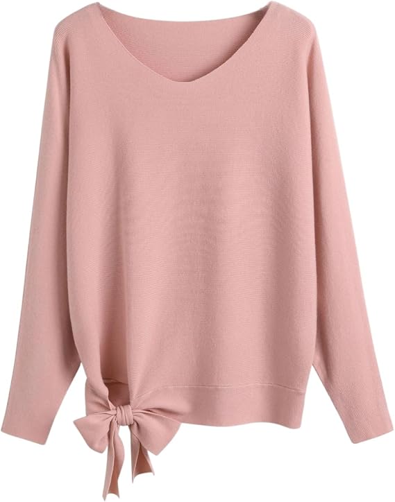 Oversized Crew Neck Knitted Sweaters Long Batwing Sleeve Pullovers Tops for Women