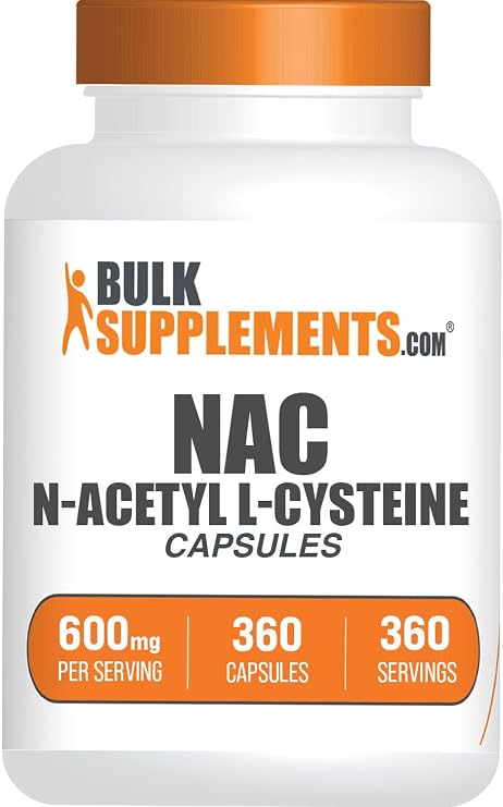 N-Acetyl L-Cysteine Capsules - N-Acetyl Cysteine 600mg, NAC Supplement - 600mg per Capsule, Gluten Free - 1 NAC Capsule per Serving, 360 Capsules (Pack of 1)