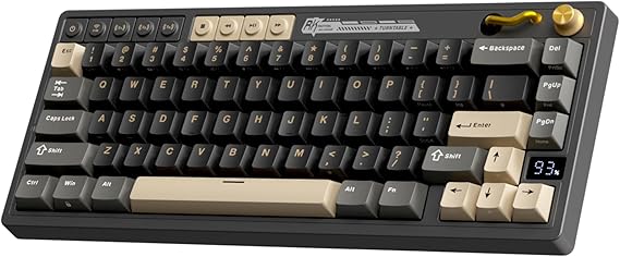 RK ROYAL KLUDGE M65 Wireless Gaming Keyboard with Volume Knob, 60% Hot Swappable Mechanical Keyboard 2.4G/BT/USB-C, Gasket Mount, Battery Display, PBT Keycaps, Hot-Swappable Cream Switch, Black