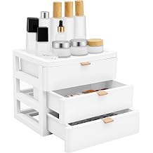 Desk Storage Box, White, Polypropylene, 3 Drawers, Modern, Rectangular, 26 x 20.2 x 22.3 cm, for Office and Home (3 Levels)