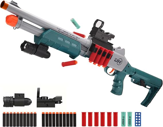 30-Inch Foam Blaster with Flashlight Shell Ejecting, Manual Loading Spring Soft Dart Blaster for Outdoor Fun 14+ Years Old