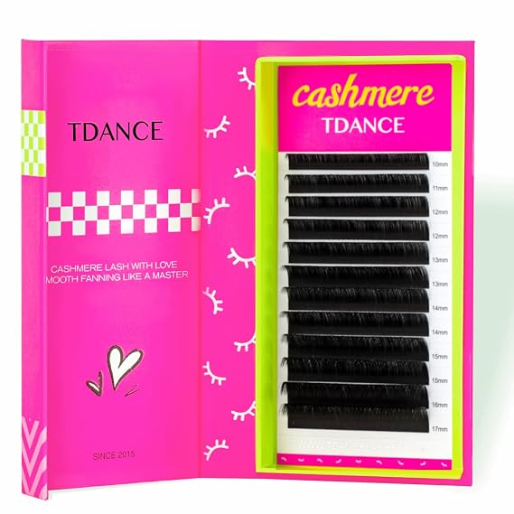 TDANCE Cashmere Lash Extensions Super Matte Black Volume Lash Extension C CC D DD B J L Curl 0.03-0.2mm Thickness Classic Lash Extensions Eyelash Extensions Professional Salon Use(0.03-DD,10-17mm)