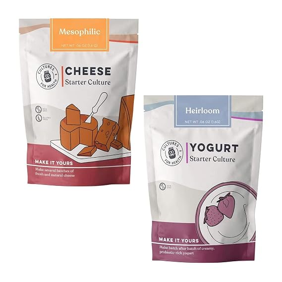 Cultures for Health Mesophilic Starter Bundle | Includes Mesophilic Cheese + Heirloom Yogurt Starter Culture | No Yogurt Maker Required, Cultures at Room Temperature | Yogurt & Cheesemaking DIY Kit