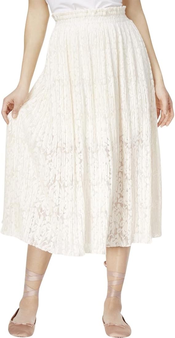 RACHEL Rachel Roy Womens Lace Pleated A-Line Skirt Ivory M