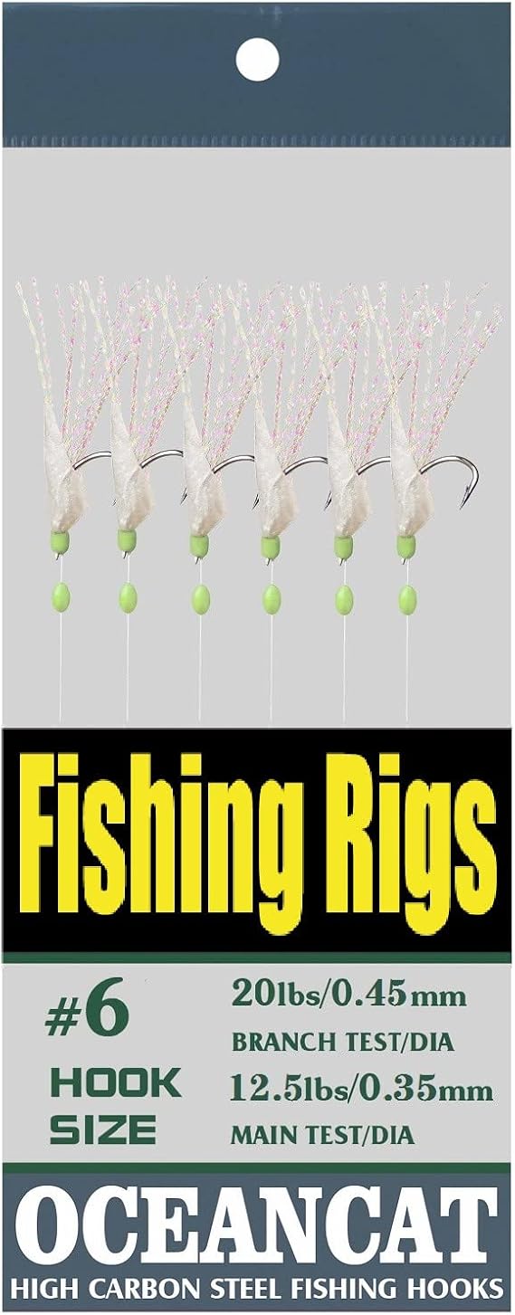 10/20/50/100 Packs Rainbow Fish Skin 6 Hooks Saltwater String Hook Fishing Lure Bait Rig Tackle