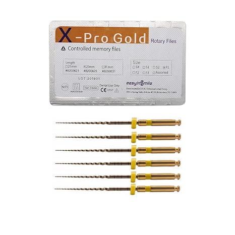 SNAWOP Dentel Endo Files X-Pro Gold Taper Controlled Memory Niti Rotary Engine Files for Endodontic Root Canal Treatmet (F1 25MM)