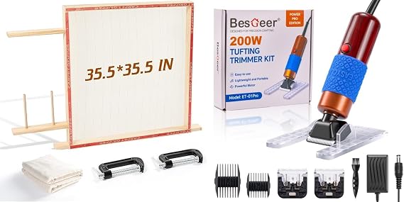 BESGEER Tufting Frame for Rug Making, 200W Carpet Trimmer with Optimized Shearing Guide