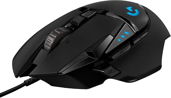 Logitech G502 Hero High Performance Wired Gaming Mouse, Hero 25K Sensor, 25,600 DPI, RGB, Adjustable Weights, 11 Programmable Buttons, On-Board Memory, PCMac - Black